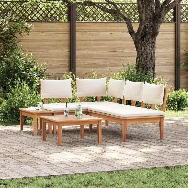 Ensemble de canapé de jardin 4 pcs Marron et Crème