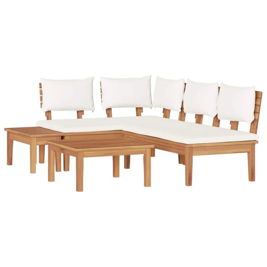 Ensemble de canapé de jardin 4 pcs Marron et Crème - 2
