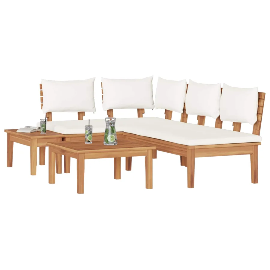 Ensemble de canapé de jardin 4 pcs Marron et Crème - 3