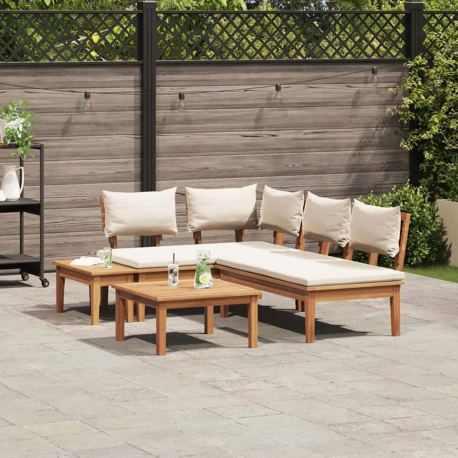 Ensemble de canapé de jardin 4 pcs Marron et Crème - 4