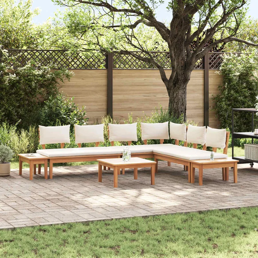 Ensemble de canapé de jardin 4 pcs Marron et Crème