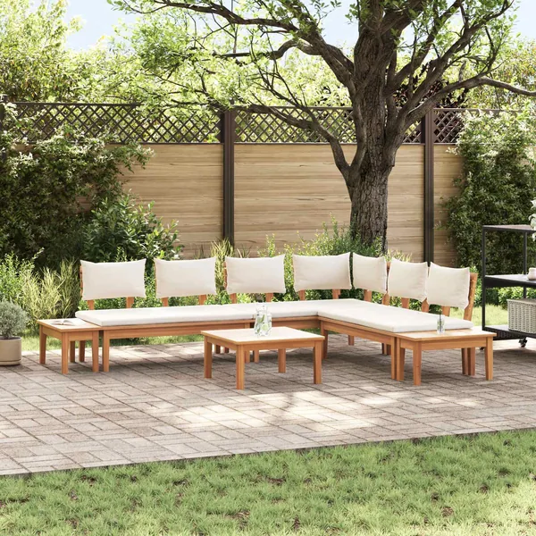 Ensemble de canapé de jardin 4 pcs Marron et Crème