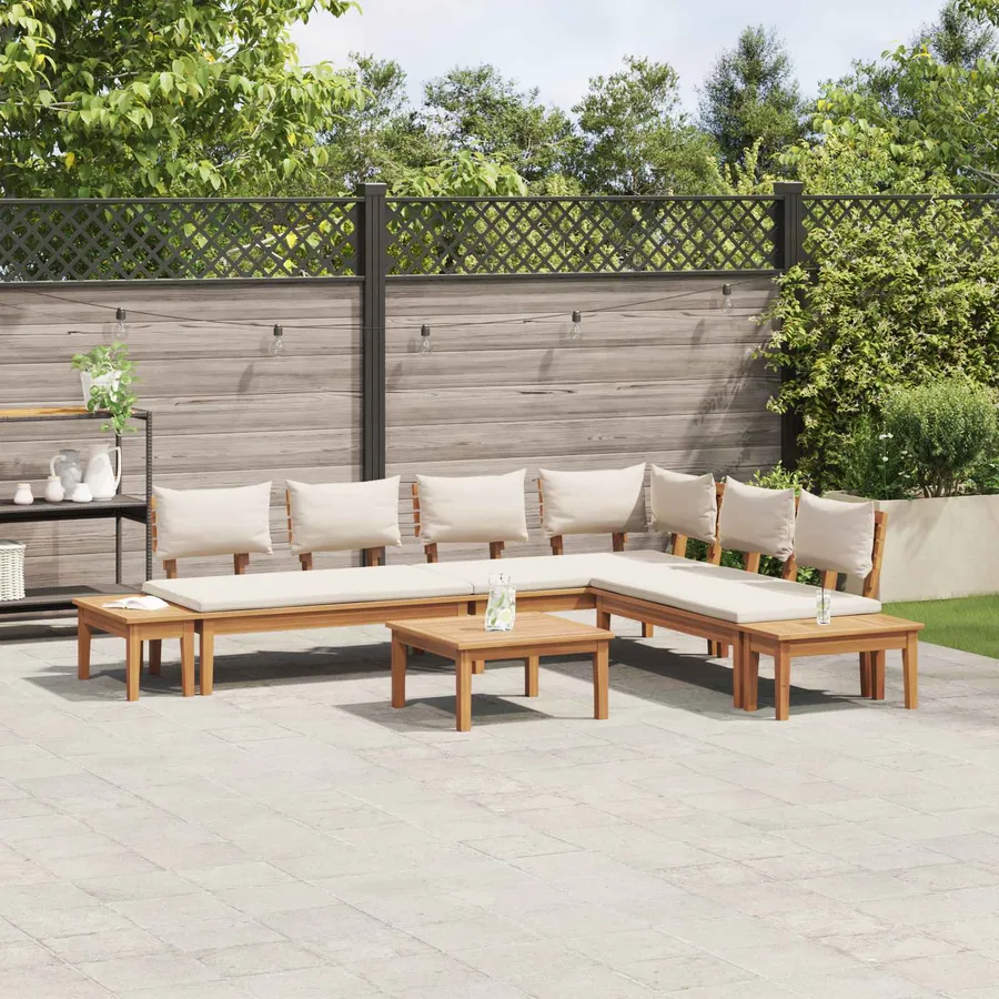 Ensemble de canapé de jardin 4 pcs Marron et Crème - 4