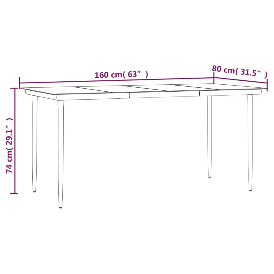 Ensemble à manger de jardin 7 pcs Noir Corde de coton et acier - 11