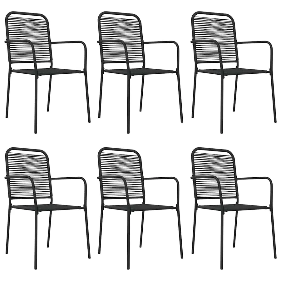 Ensemble à manger de jardin 7 pcs Noir Corde de coton et acier - 4