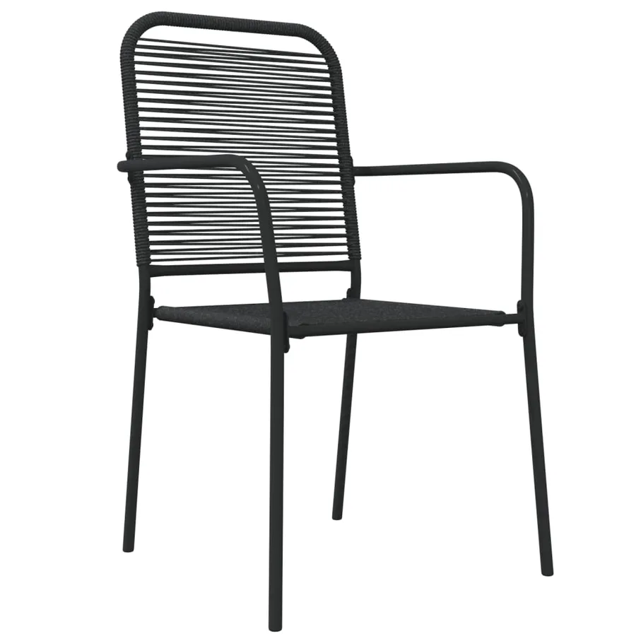 Ensemble à manger de jardin 7 pcs Noir Corde de coton et acier - 5