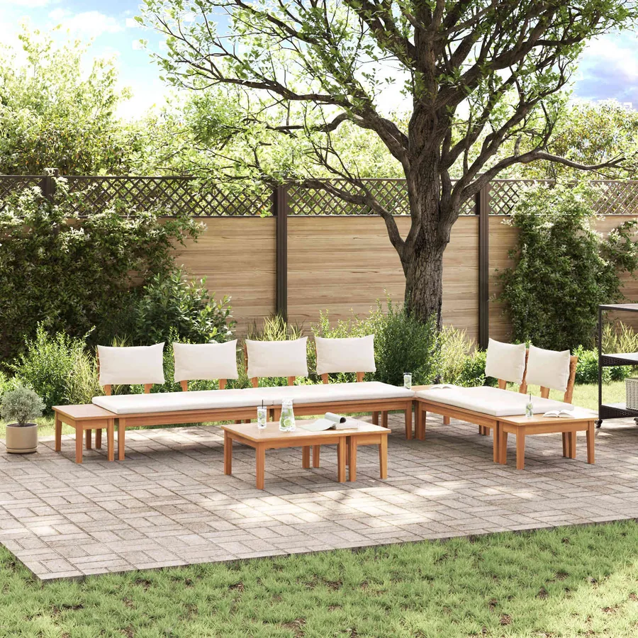 Ensemble de canapé de jardin 5 pcs Marron et Crème