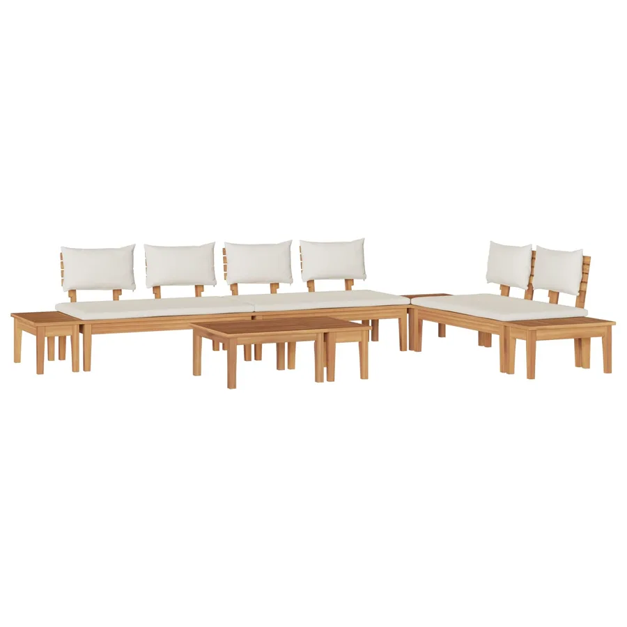 Ensemble de canapé de jardin 5 pcs Marron et Crème - 2