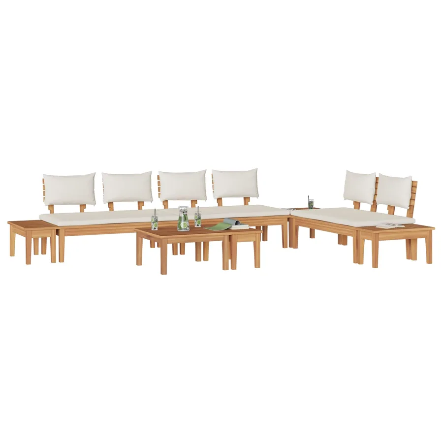 Ensemble de canapé de jardin 5 pcs Marron et Crème - 3