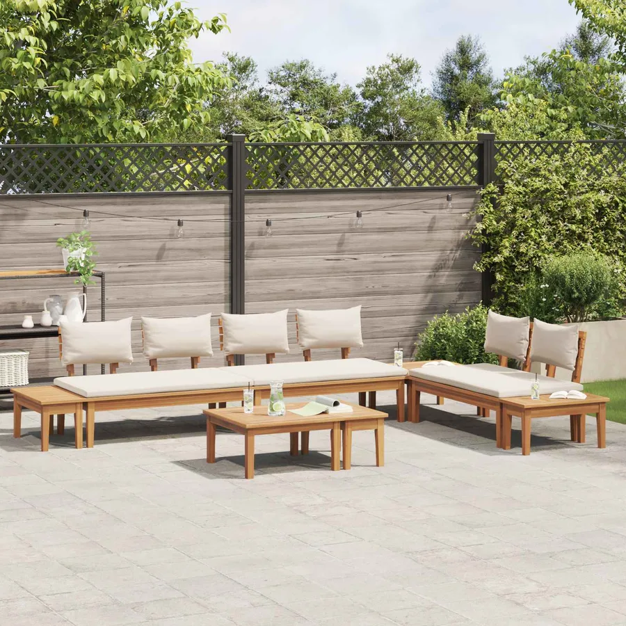 Ensemble de canapé de jardin 5 pcs Marron et Crème - 4