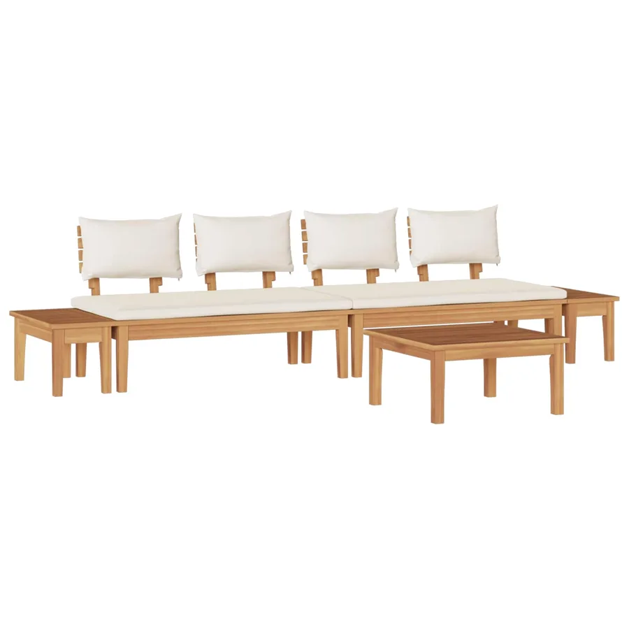 Ensemble de canapé de jardin 5 pcs Marron et Crème - 2