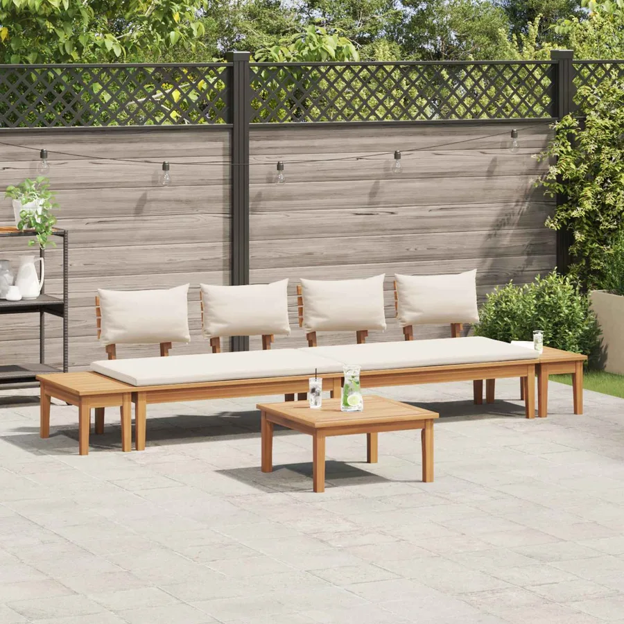 Ensemble de canapé de jardin 5 pcs Marron et Crème - 4