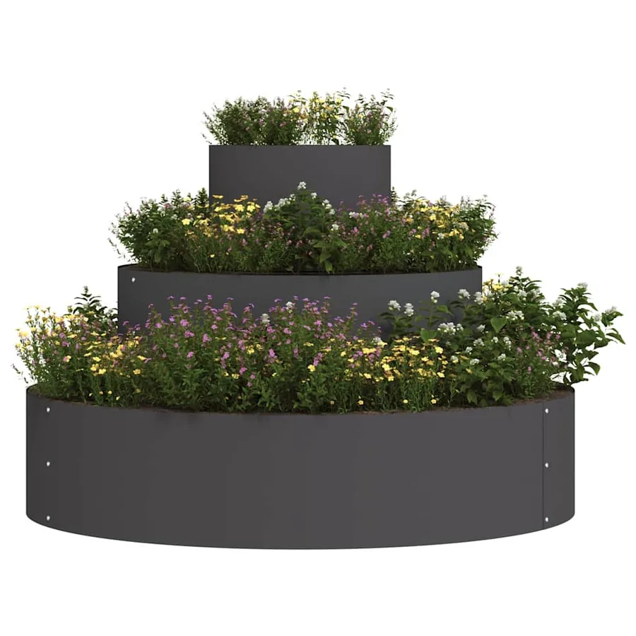 Cache-pot de jardin Noir 90 x 90 x 20 cm Acier laminé à froid - 3