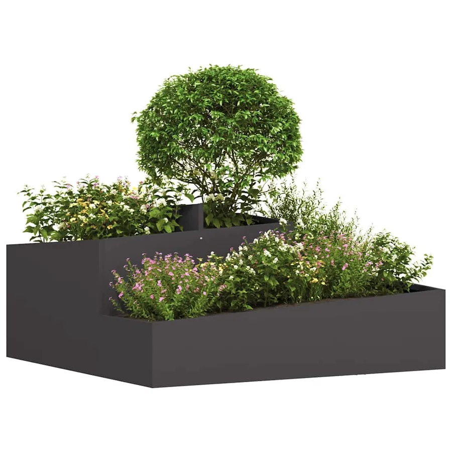 Cache-pot de jardin Noir 100 x 100 x 50 cm Acier laminé à froid - 3