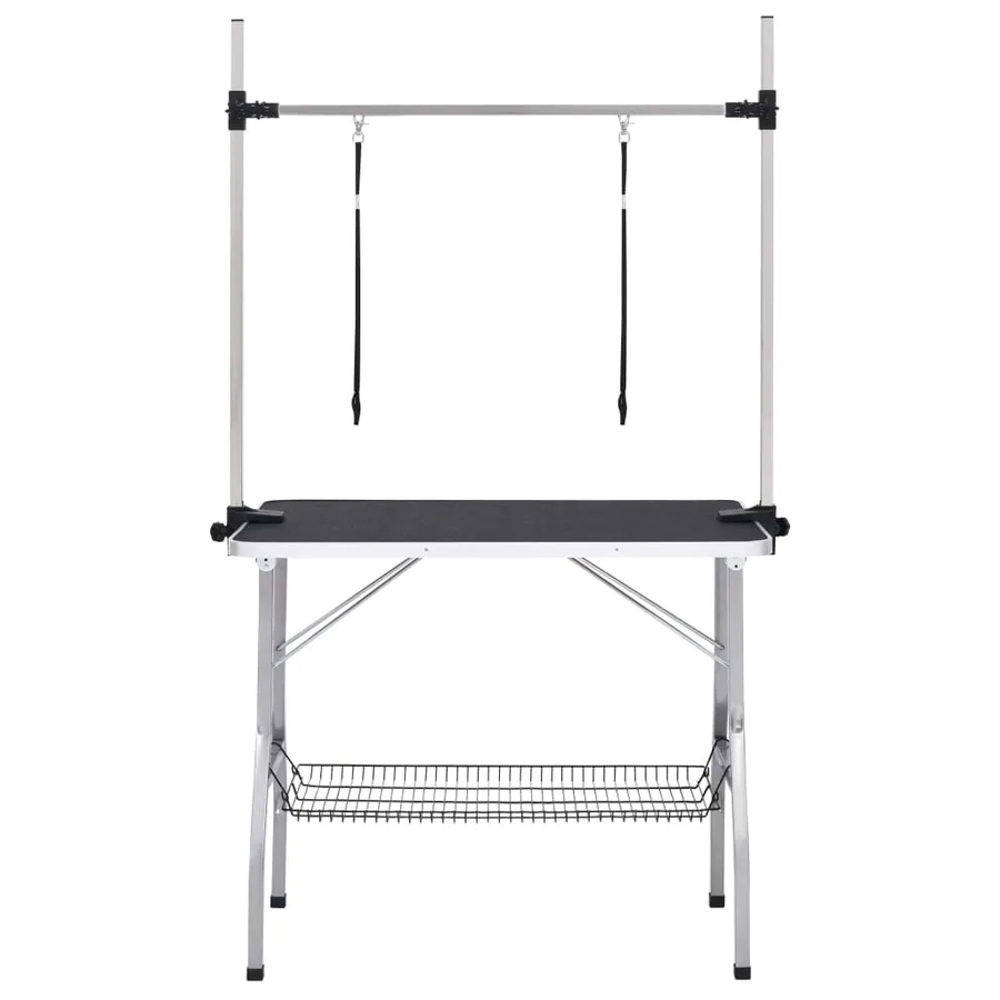 Table de toilettage réglable de chiens avec 2 boucles et panier - 3