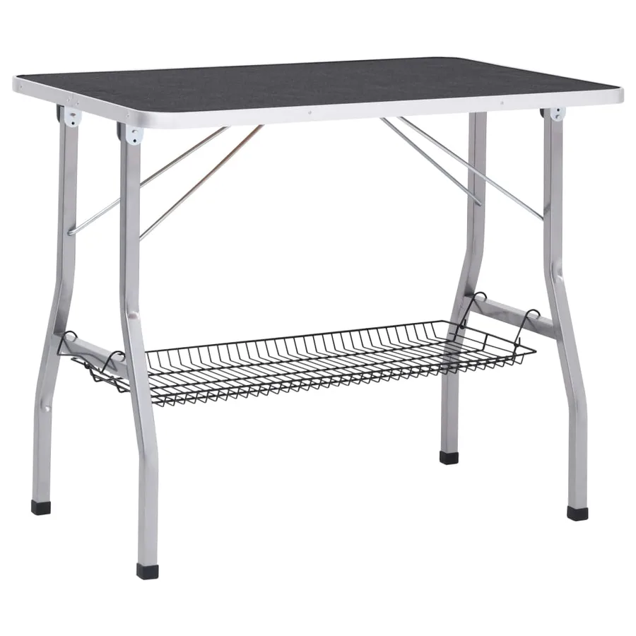 Table de toilettage réglable de chiens avec 2 boucles et panier - 5