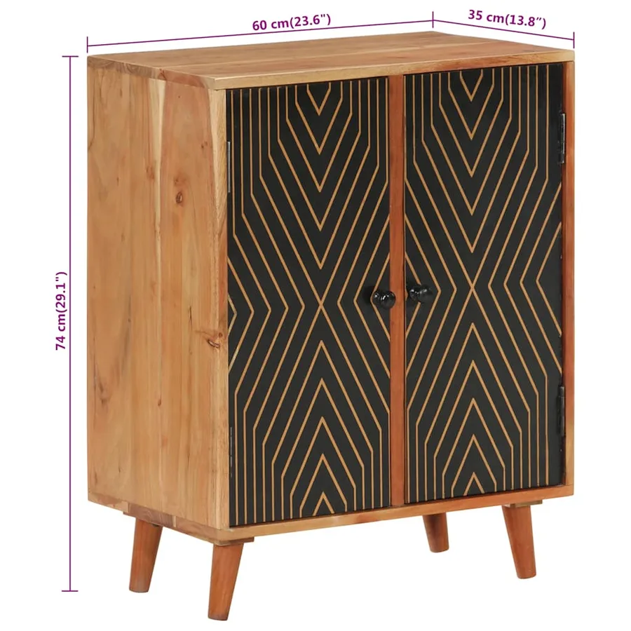 Buffet 60x35x74 cm bois massif d'acacia - 9