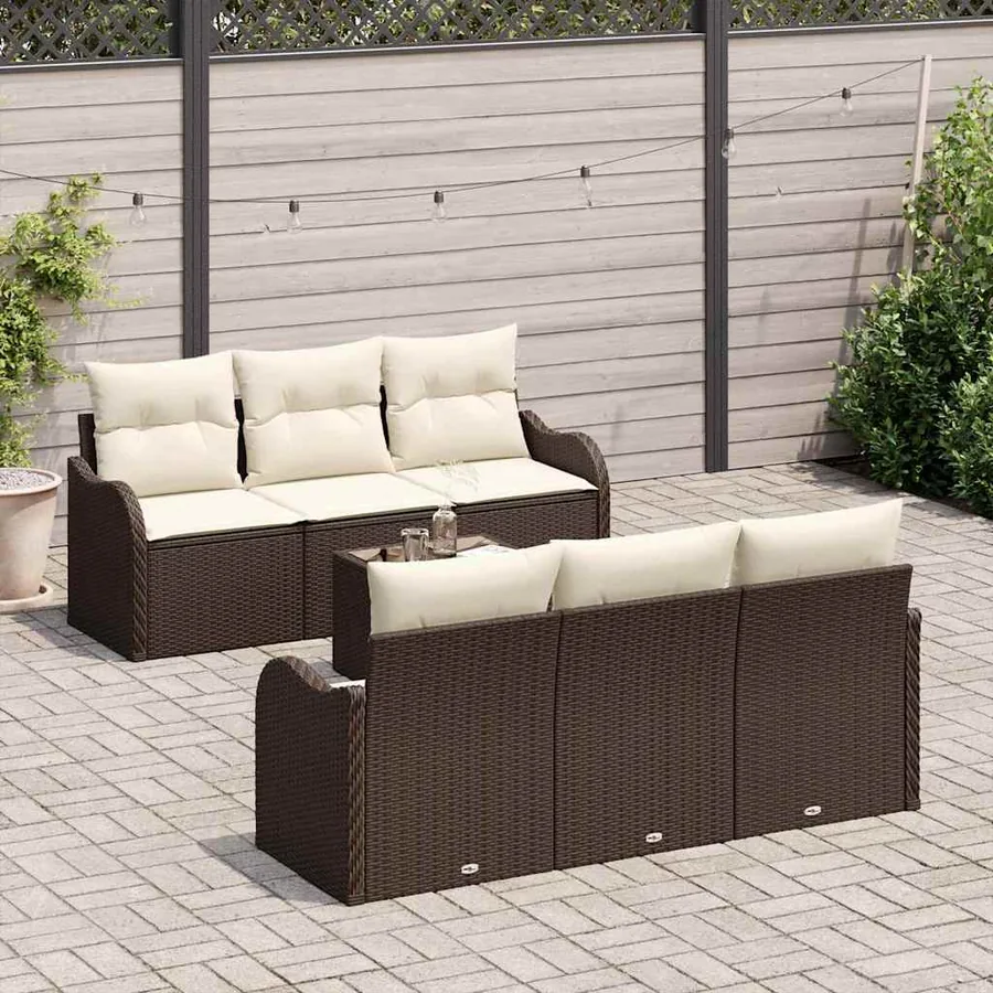 Ensemble de canapé de jardin Marron 55 x 55 x 37 cm polyrotin - 3