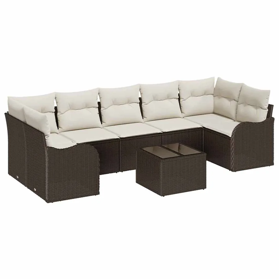 Ensemble de canapé de jardin Marron 55 x 55 x 37 cm polyrotin - 2