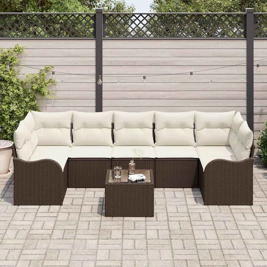 Ensemble de canapé de jardin Marron 55 x 55 x 37 cm polyrotin - 3