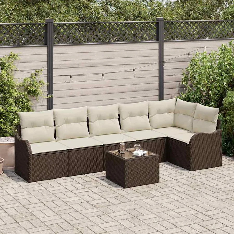 Ensemble de canapé de jardin Marron polyrotin