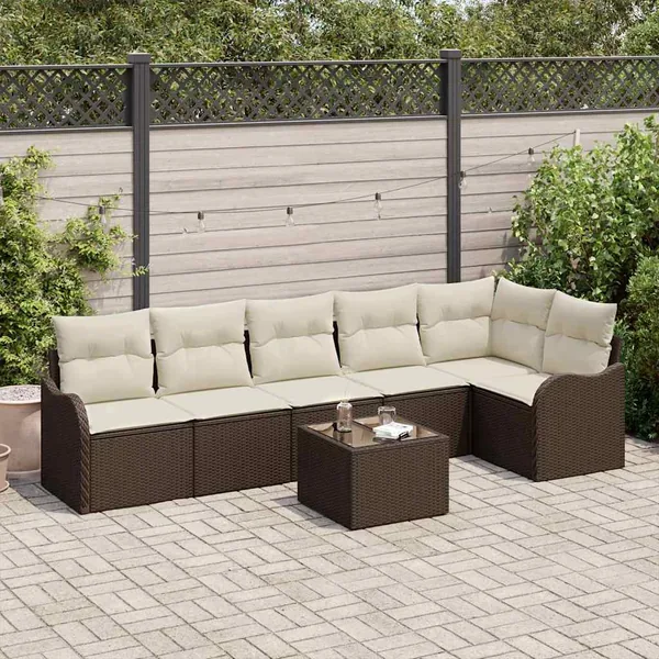 Ensemble de canapé de jardin Marron polyrotin