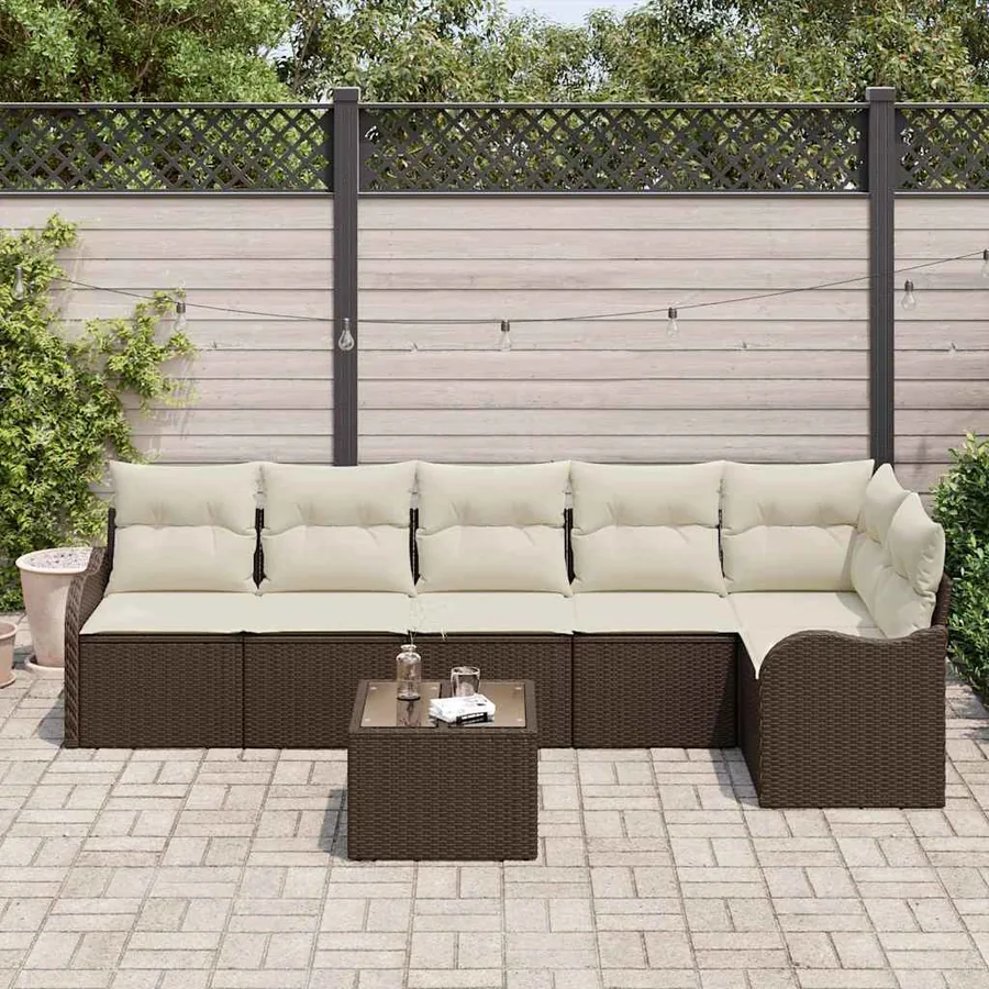 Ensemble de canapé de jardin Marron polyrotin - 3