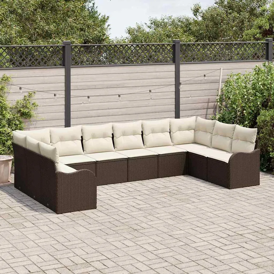 Ensemble de canapé de jardin Marron 344 x 177,5 x 85 cm - 3