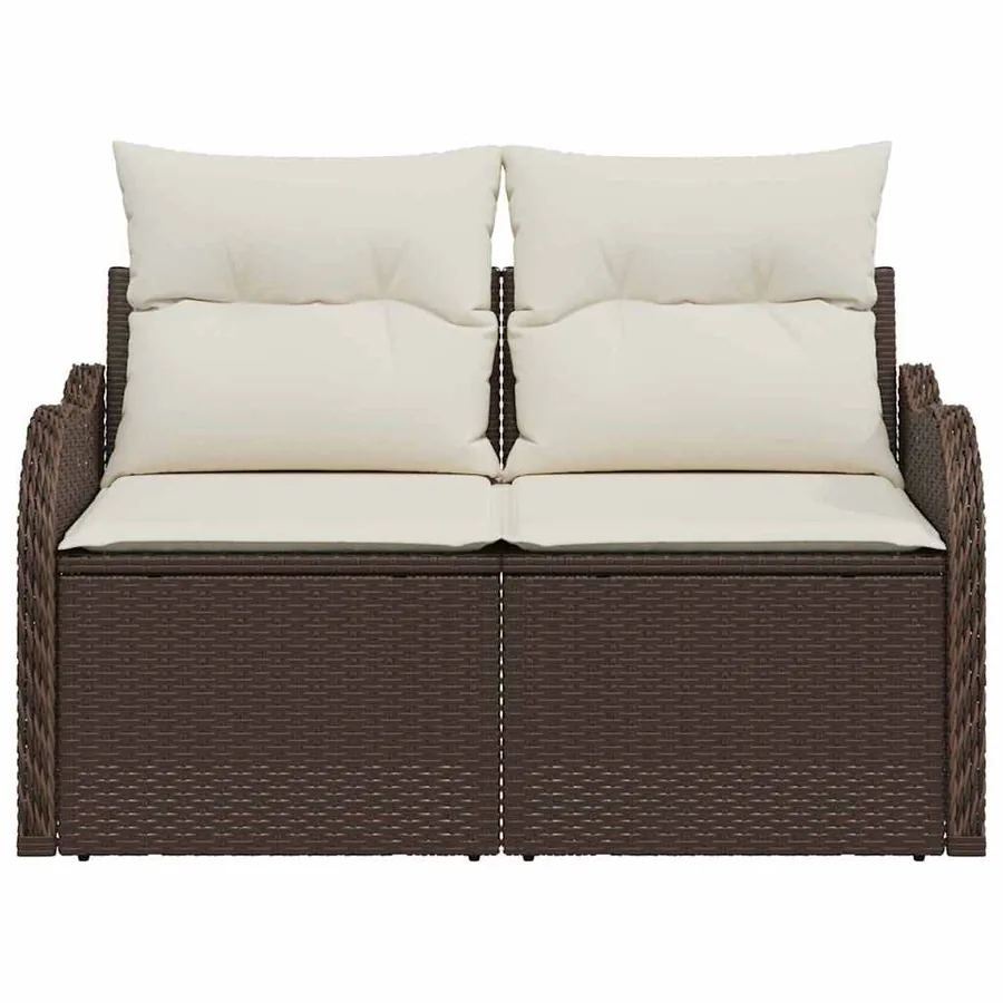 Canapé de jardin avec coussin Marron 121 x 62 x 69cm polyrotin - 4
