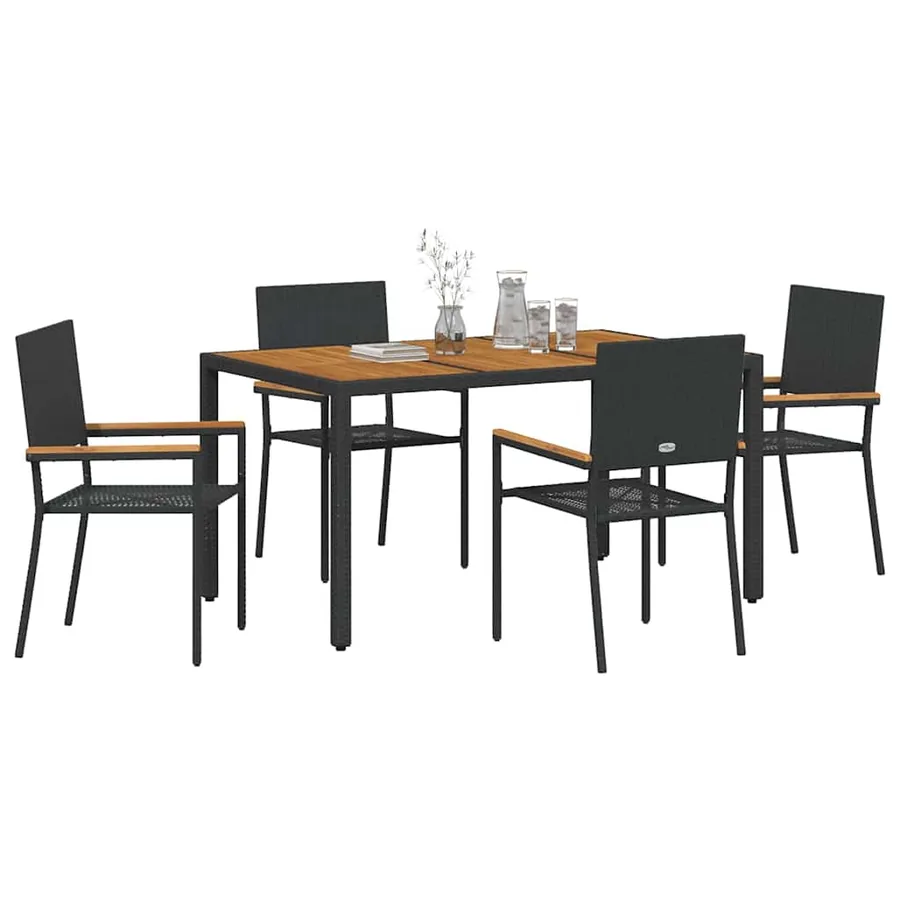 Ensemble de salle à manger pour jardin 5 pcs Noir polyrotin - 3