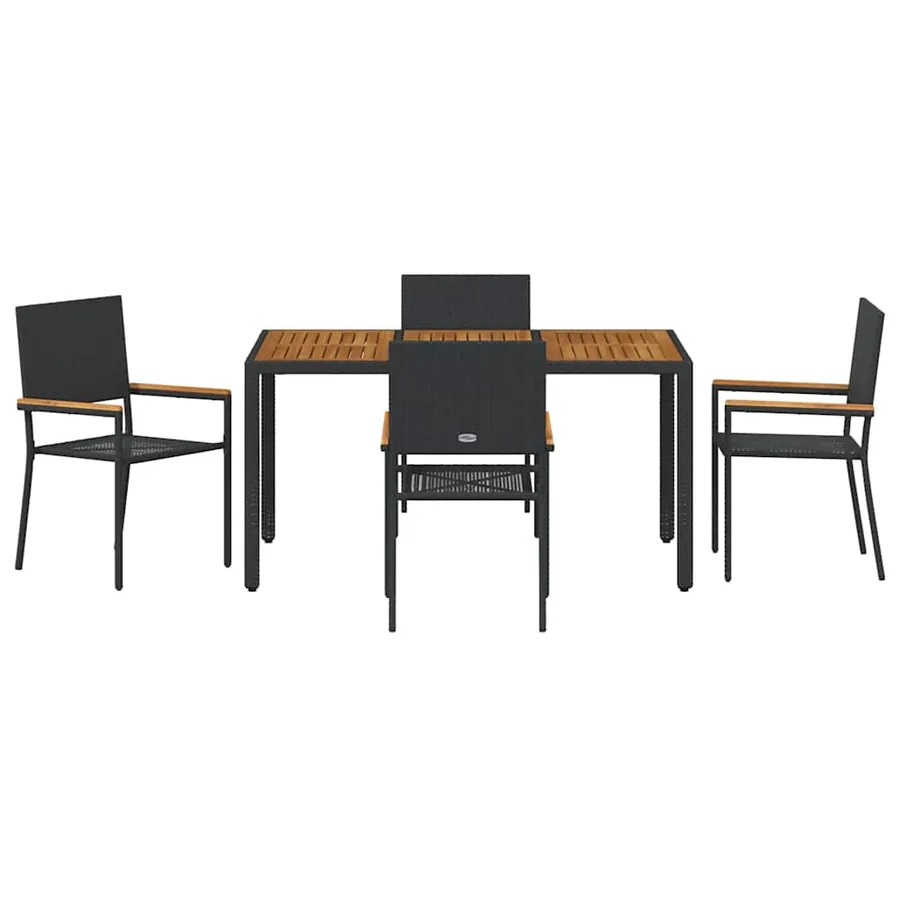 Ensemble de salle à manger pour jardin 5 pcs Noir polyrotin - 7