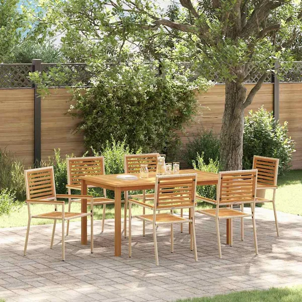 Ensemble de salle à manger pour jardin 7 pcs Beige
