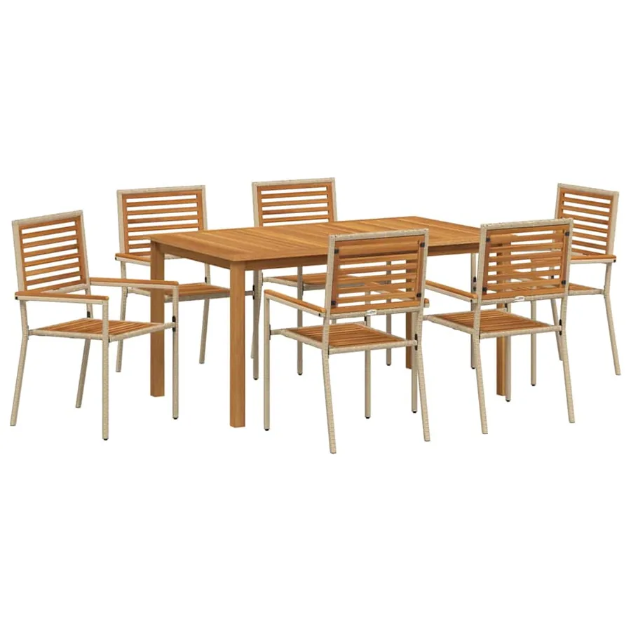 Ensemble de salle à manger pour jardin 7 pcs Beige - 2