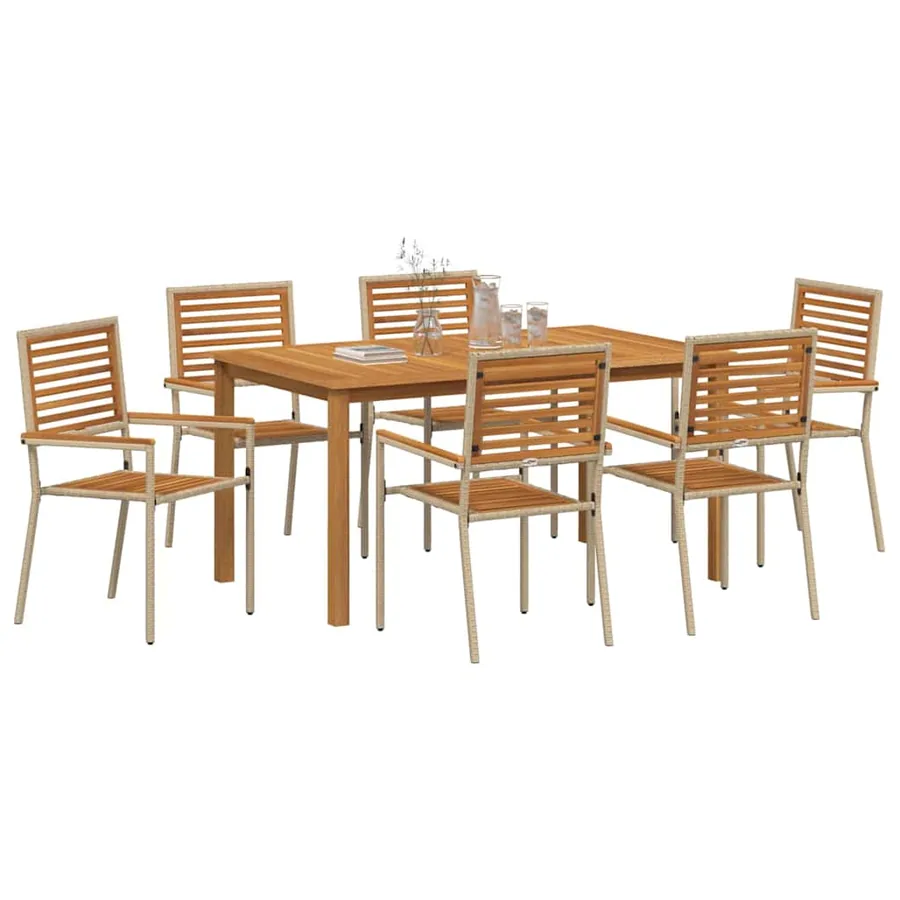 Ensemble de salle à manger pour jardin 7 pcs Beige - 3