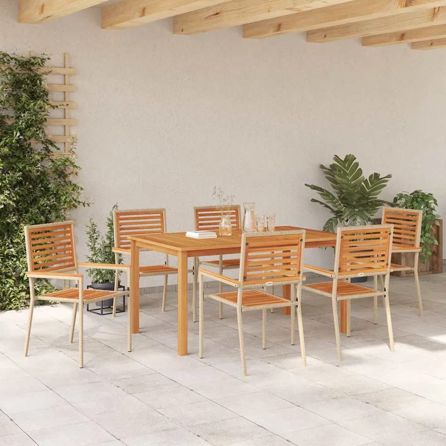 Ensemble de salle à manger pour jardin 7 pcs Beige - 4