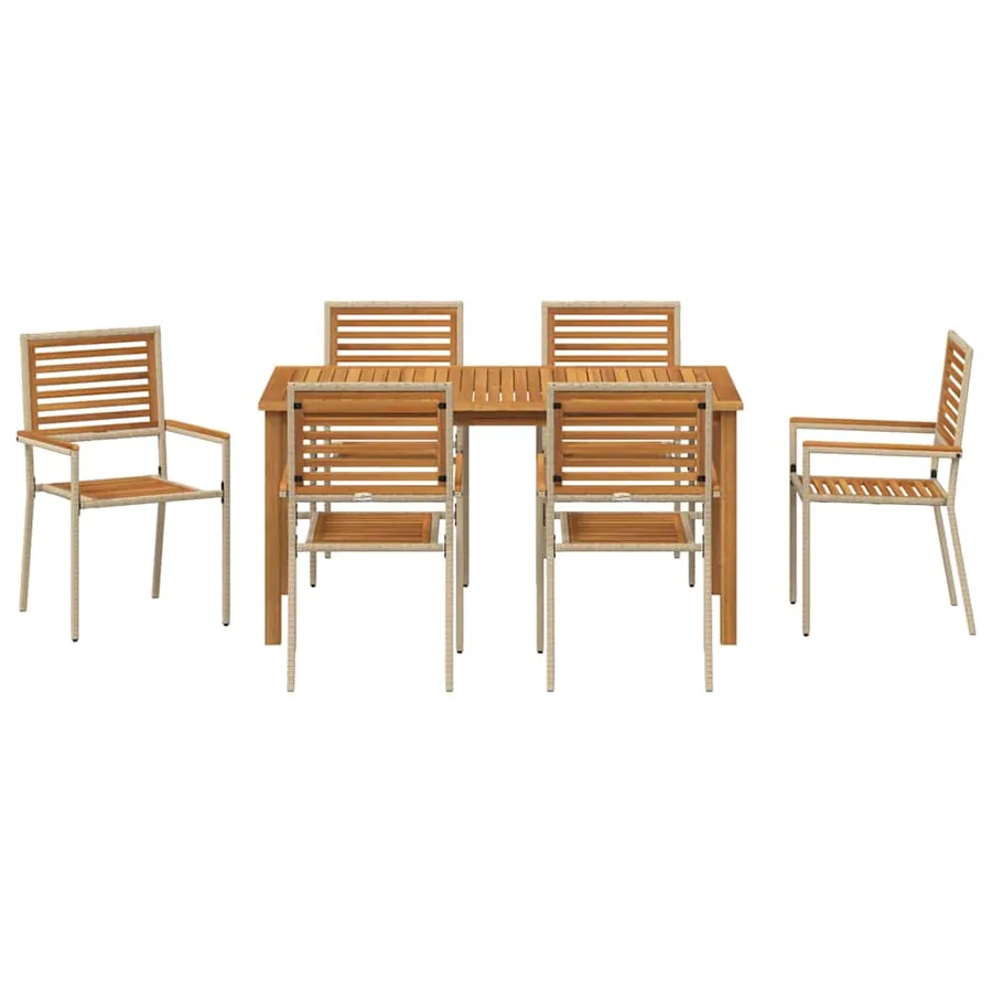 Ensemble de salle à manger pour jardin 7 pcs Beige - 7