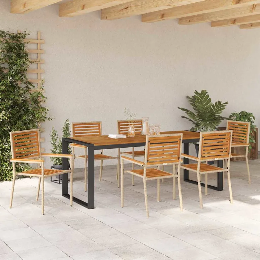Ensemble de salle à manger pour jardin 7 pcs Beige et Marron - 4