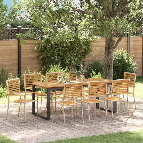 Ensemble de salle à manger pour jardin 9 pcs Beige