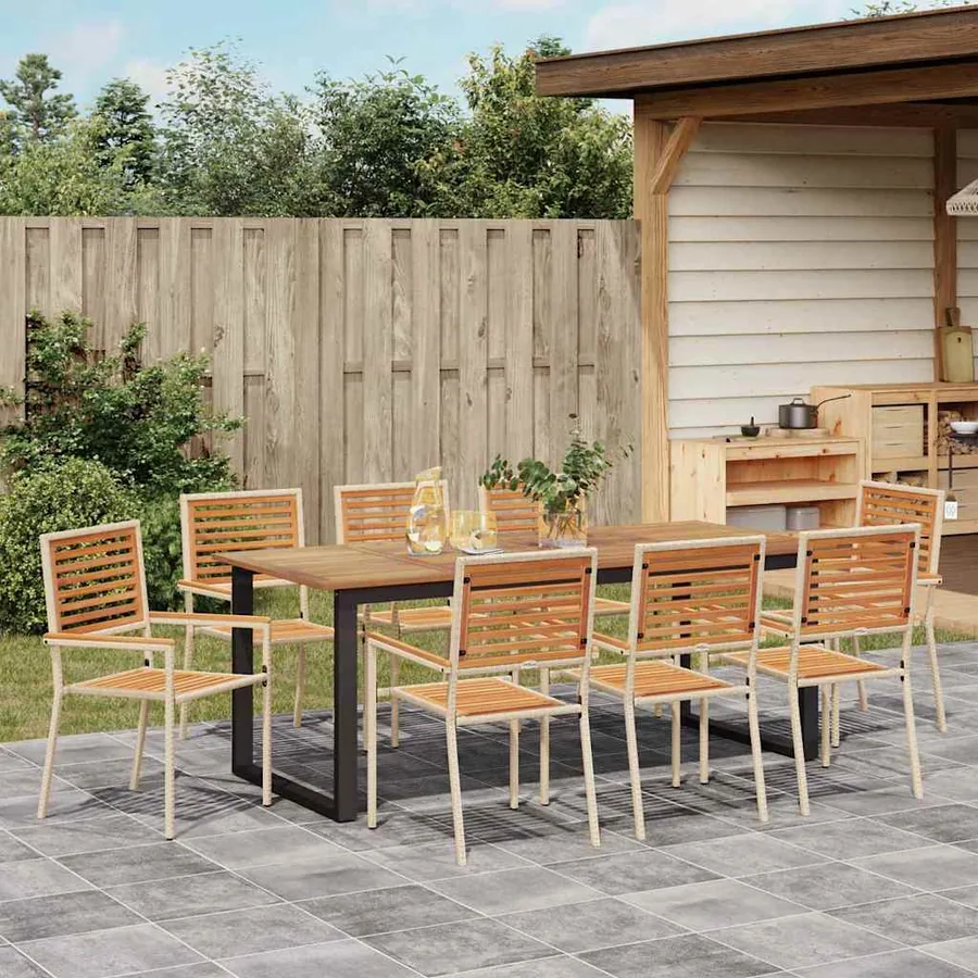 Ensemble de salle à manger pour jardin 9 pcs Beige - 4