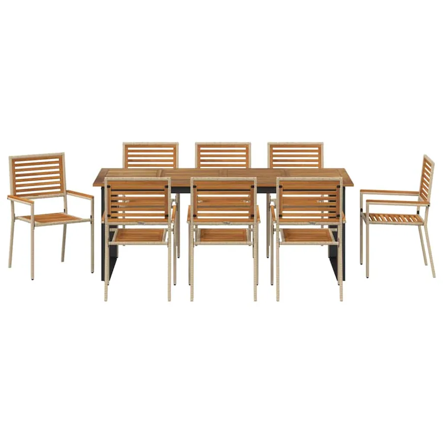 Ensemble de salle à manger pour jardin 9 pcs Beige - 7