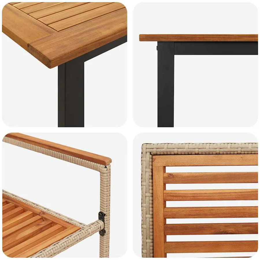 Ensemble de salle à manger pour jardin 9 pcs Beige - 9
