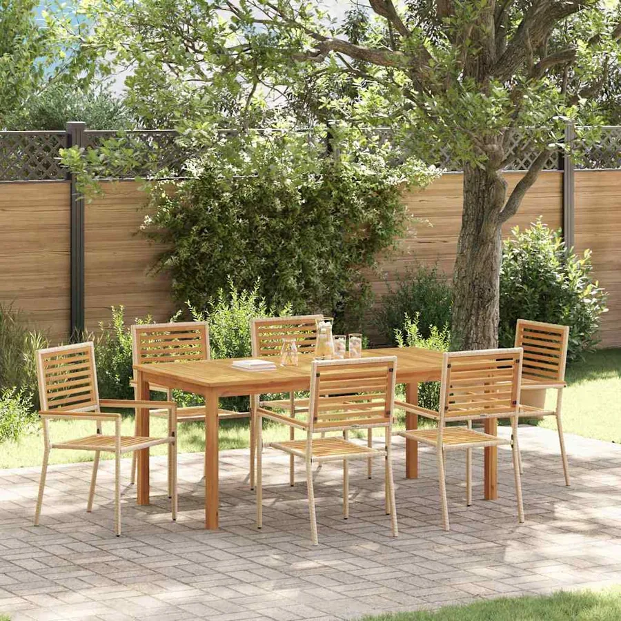 Ensemble de salle à manger pour jardin 7 pcs Beige