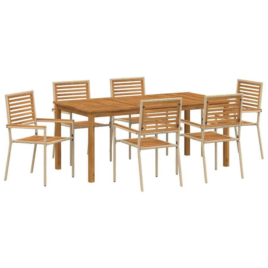 Ensemble de salle à manger pour jardin 7 pcs Beige - 2