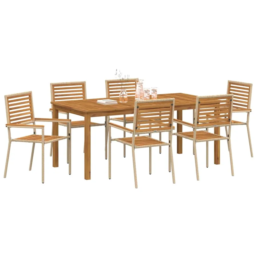 Ensemble de salle à manger pour jardin 7 pcs Beige - 3