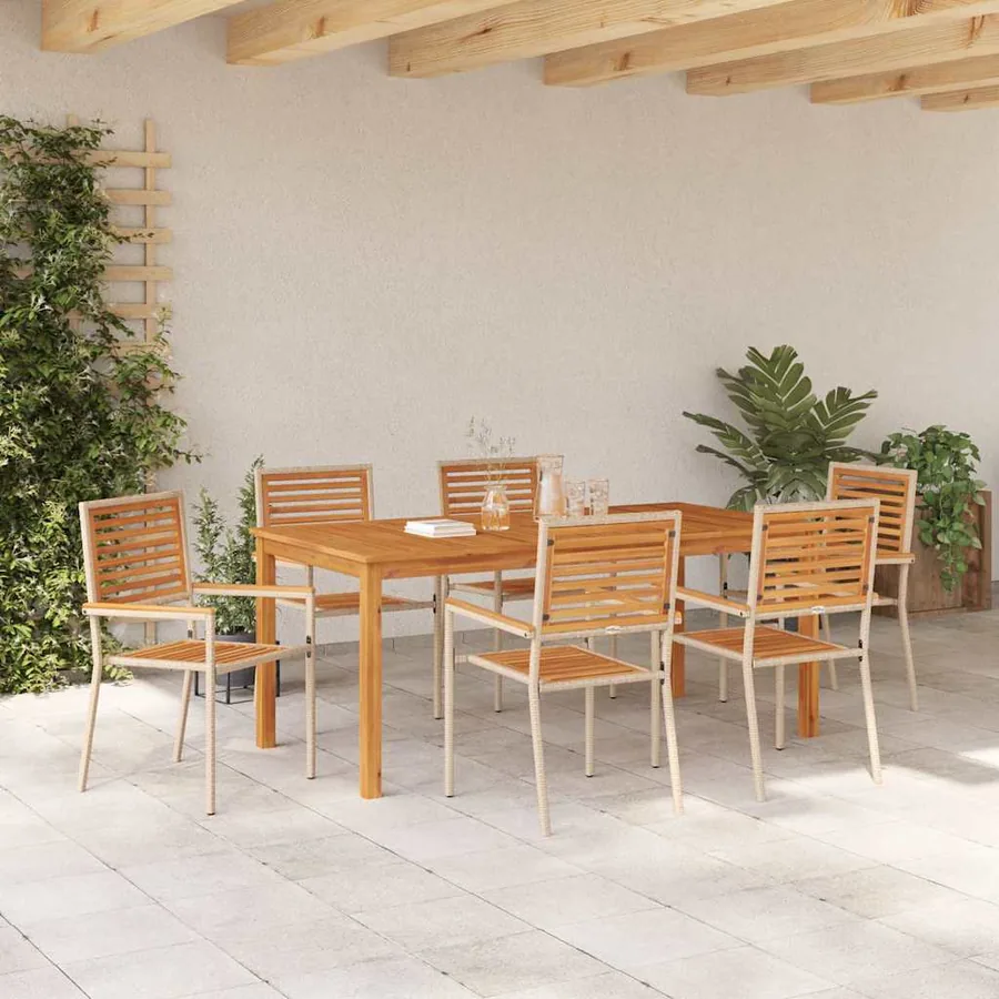 Ensemble de salle à manger pour jardin 7 pcs Beige - 4