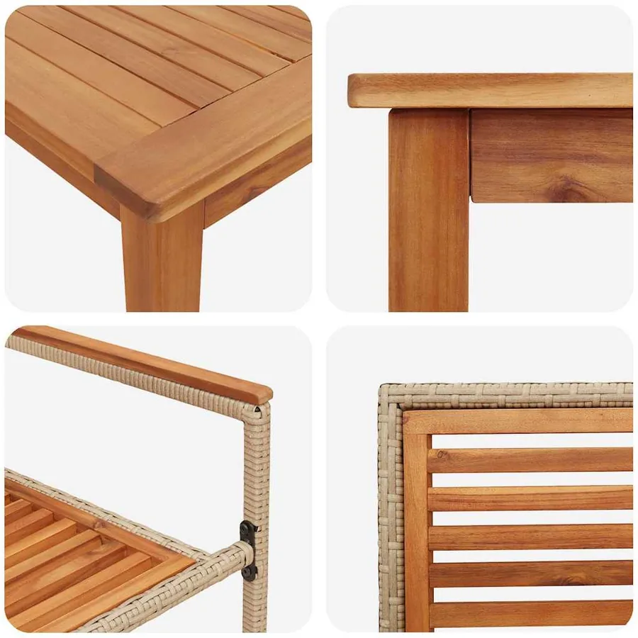 Ensemble de salle à manger pour jardin 7 pcs Beige - 9
