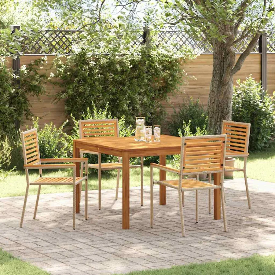 Ensemble de salle à manger pour jardin 5 pcs Beige