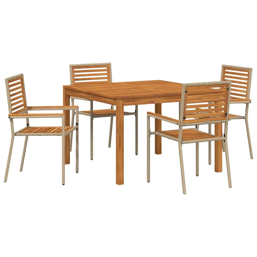 Ensemble de salle à manger pour jardin 5 pcs Beige - 2