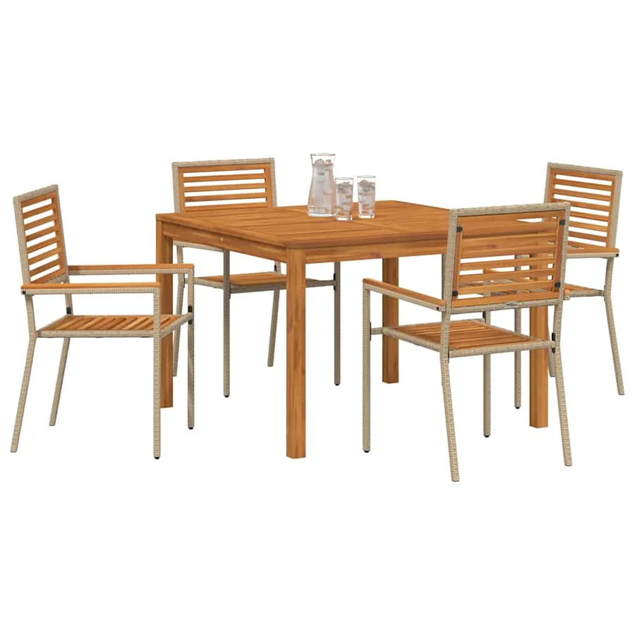 Ensemble de salle à manger pour jardin 5 pcs Beige - 3