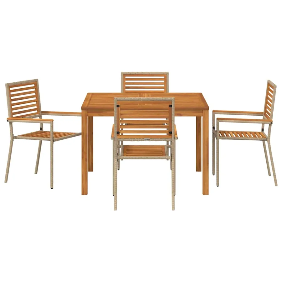 Ensemble de salle à manger pour jardin 5 pcs Beige - 7